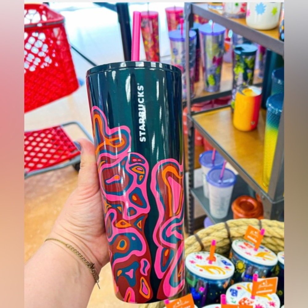 Starbucks Swirl Stainless Steel Cup Ombré High Gloss Tumbler Venti 24oz New 2023